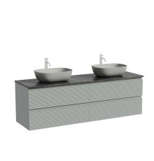 Тумба с раковиной Sancos Folk 160, ergraut soft, столешница черный мрамор TT160A1X, раковина CN6009MH