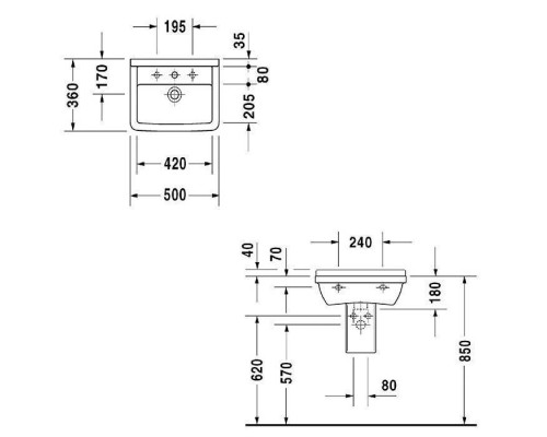 Duravit  Starck III Раковина 50х36 см, 1 отв., цвет: белый. 0300500000,  0865170000