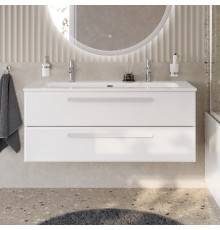 Тумба с раковиной Cezares Eco Cer-N 120, bianco opaco, раковина Eco 120-1-2, ручки сатин