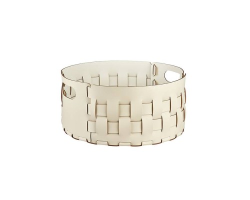 ADJ Bottega Круглая корзина для белья, D40xH20 см., цвет: панна котта/белый. 1020.16/10