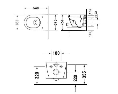 Duravit Starck 2 Унитаз подвесной 54х37см, с креплением, цвет: белый. 2534090000
