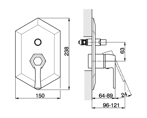 CISAL Cherie Однорычажный смеситель для ванны/душа, цвет: золото розовое/черный матовый. CH0021007E,  ZA00421004 Акция