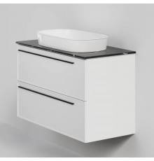 Тумба с раковиной La Fenice Elba Twin 100 подвесная, bianca, столешница черный мрамор, раковина белая матовая