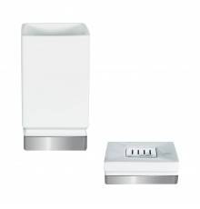 Набор Стакан Spirella Roma White 1017968 белый, серебряный + Мыльница White 1017970 белая, серебряная