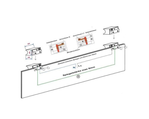 Decor Walther Omega 10 Светильник на зеркало 5x4.5x9(50-100)см, 1x S14S 0-100cm 2 Sockets, цвет: черный матовый. 0411460