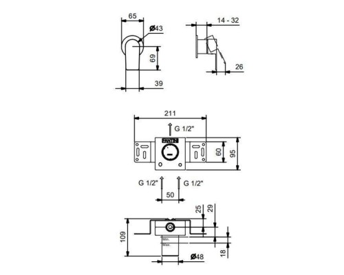 Fantini Myo Смеситель для душа, встраиваемый, цвет: хром. 61 02 V663B Fantini Myo Смеситель для душа, встраиваемый, цвет: хром. 61 02 V663B