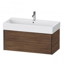 Duravit XViu Тумба подвесная 98.4x45.4x39.7см, с раковиной, 2 ящика, цвет: walnut dark/черный матовый. 2350100000,  XV43370B221