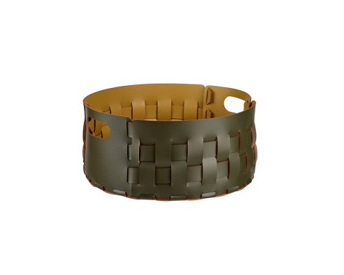 ADJ Bottega Круглая корзина для белья, D40xH20 см., цвет: оливковый/горчичный. 1020.55/40