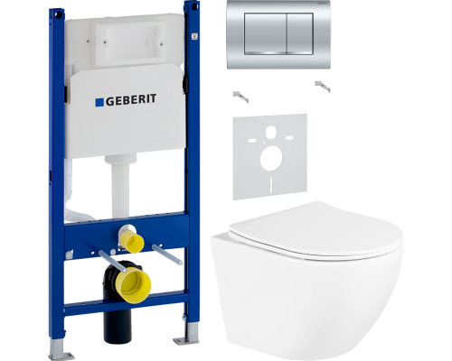 Комплект Унитаз подвесной BelBagno Uno BB3105CHR/SC + Шумоизоляция Geberit 156.050.00.1 + Инсталляция Duofix Delta 458.163.21.1 с кнопкой смыва, хром Комплект Унитаз подвесной BelBagno Uno BB3105CHR/SC + Шумоизоляция Geberit 156.050.00.1 + Инсталляция Duofix Delta 458.163.21.1 с кнопкой смыва, хром
