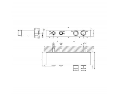 Gessi Hi-Fi Eclectic Смеситель для душа настенный встраиваемый, термостатический, с полкой, с 2 запорными кнопками, цвет: черный матовый. 65252#299