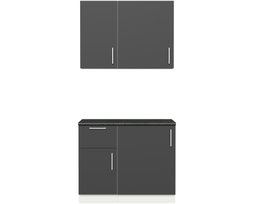 Кухонный гарнитур Domaci Болонья 160 см, фасад графит, ручка хром, столешница луна KUH-708202