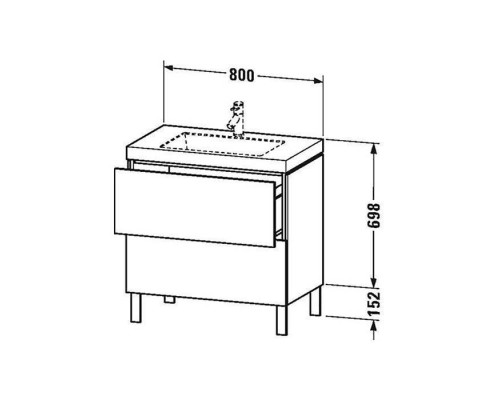 Duravit L-Cube База с раковиной 80x48х69.8см., напольная, 2 выдв. ящика, High Gloss, цвет: белый. LC6937O2222 Duravit L-Cube База с раковиной 80x48х69.8см., напольная, 2 выдв. ящика, High Gloss, цвет: белый. LC6937O2222