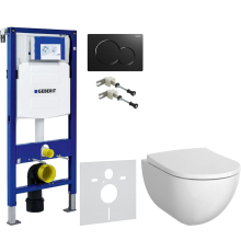 Комплект Унитаз подвесной Geberit Acanto 500.600.01.2 + Крышка 500.605.01.2 + Крепления Duofix 111.815.00.1 к стене + Шумоизоляция 156.050.00.1 + Инсталляция UP 320 111.300.00.5 + Кнопка Sigma 01 115.770.DW.5 черная