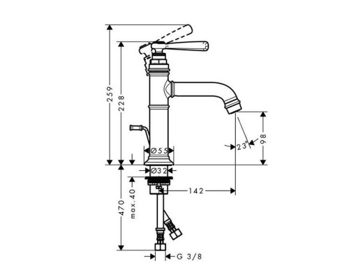 Axor Montreux, Смеситель для раковины 100, однорычажный, с донным клапаном, цвет: хром. 16515000