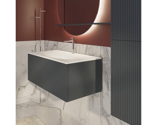 TW Shape комплект подвесной мебели 102х52см, с раковиной, с 1 выдвиж. ящиком с механизмом push-to-open, цвет: серый матовый RAL7016. SHAP100-G+547001*1