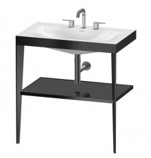 Duravit XViu Консоль напольная, 80x48x85см, с полкой, с раковиной без перелива, 3 отв., цвет: black matt/black high gloss lacquer. XV4715TB240