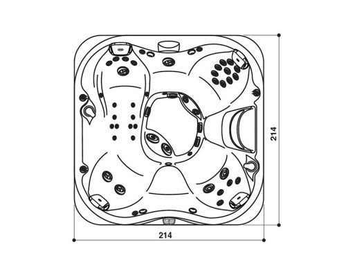 Jacuzzi SPA J335 Минибассейн 214х214х92см, ClearRay PRO3TECT+Ozone, подсветка IR и Red, стереосистема, с крышкой, акрил Platinum, цвет: Brushed Gray. 903002411,  ZP12RU0EWM0