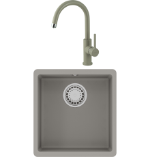 Комплект Мойка кухонная Lemark Sinara 400-U 9910063 грей + Смеситель Comfort LM3073PGR грей