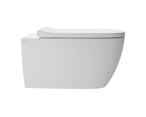 Alice Wunder Унитаз 53х31см., подвесной, безободковый, смыв aliflush+, с сиденьем и крышкой с микролифтом, с креплением Fischer WB-KliX, цвет: белый матовый. 45000109SET