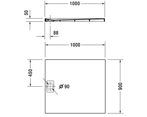 Duravit Stonetto Поддон для душа прямоугольный 100х90х5см., DuraSolidreg; Q, цвет: белый. 720166380000000