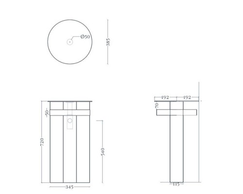 Artceram Church Тумба с раковиной 71х53х34см., напольная, цвет: черный матовый. ACA086 17,  BRL003 05 00