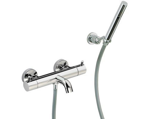 CISAL Less New Смеситель термостатический настенный для ванны/душа с ручной лейкой,держателем и шлангом, цвет: хром. LND2301621