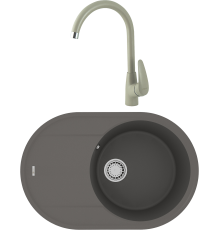 Комплект Мойка кухонная Lemark Lacha 760 9910059 серый шелк + Смеситель Linara LM0405PGR серый