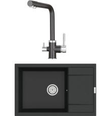 Комплект Мойка кухонная Point Велета 78 черная + Смеситель PN3103 черный