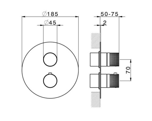 Cisal X32 Смеситель для душа, встраиваемый, термостатический, на 2 выхода, цвет: Brushed Stainless Steel . X1018100D1