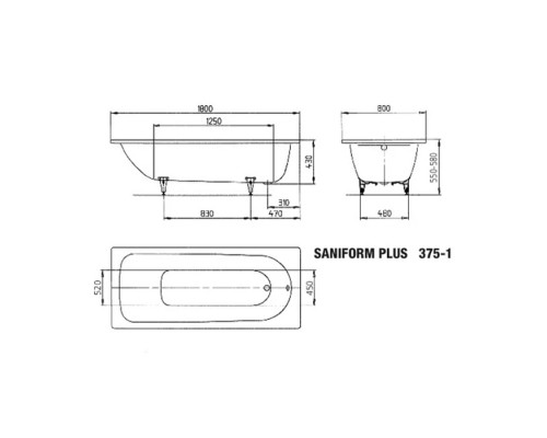 Kaldewei Saniform Plus Ваннa встраиваемая 180х80см, мод.375-1, цвет: белый. 581470000000,  112800010001