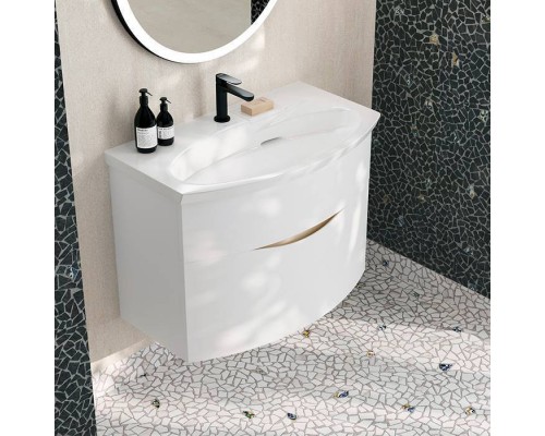 Kerama Marazzi Riva Тумба подвесная 80см, с раковиной, цвет: белый матовый. RV.wb.80,  RV.80\WHT.M