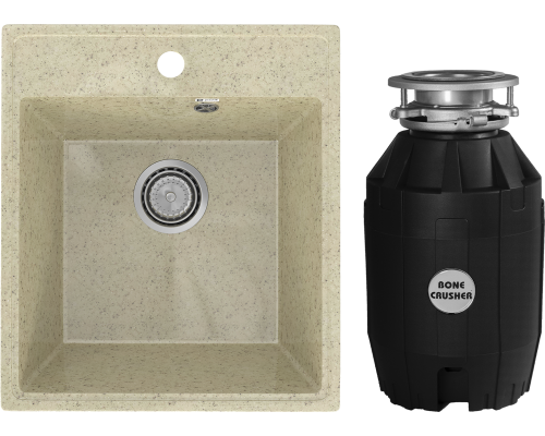 Комплект Мойка кухонная Practik PR-M 425-002 слоновая кость + Измельчитель Bone Crusher BC 810-AS