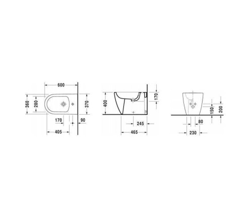 Duravit Me by Starck Биде напольное 37х60см., приставное, 1 отв., с креплением, цвет: белый. 2289100000 Duravit Me by Starck Биде напольное 37х60см., приставное, 1 отв., с креплением, цвет: белый. 2289100000