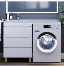 Тумба с раковиной Uperwood Tanos 120 L под стиральную машину, напольная, белый, 3 ящика