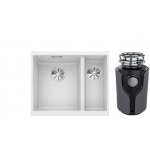 Комплект Мойка Blanco Subline 340/160-U белая, левая + Измельчитель KUCHENSTERN Muhle 353MU35