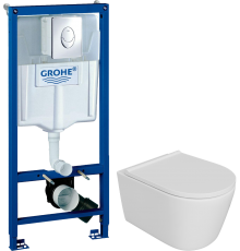 Комплект Унитаз подвесной DIWO Архангельск 0800 + Инсталляция Grohe Rapid SL 38721001 3 в 1 с кнопкой смыва