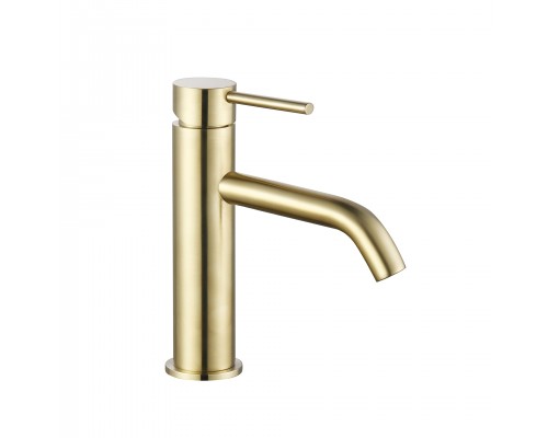 AQM6210BG Siena Смеситель для раковины 82 мм, гладкий, подводка ½ золото шлифованное AQM6210BG