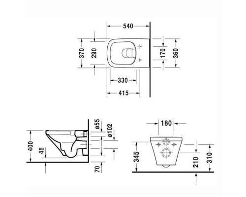 Duravit DuraStyle Комплект: подвесной унитаз Rimless 255109 37х54см.+ сиденье с автоматическим закрыванием 006739. 45510900A1 (255109+006379) Duravit DuraStyle Комплект: подвесной унитаз Rimless 255109 37х54см.+ сиденье с автоматическим закрыванием 006739. 45510900A1 (255109+006379)