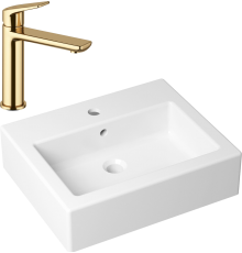 Комплект Раковина Lavinia Boho Bathroom Sink 33311014 + Смеситель Wellsee ICON! for life 182303000 золото
