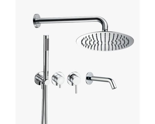 AQM8408CR Набор для комплектации ванны с изливом, верхним и ручным душем, хром AQM8408CR