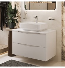Тумба с раковиной BOND Cube 80 подвесная, белая матовая, с раковиной Cube S13-500