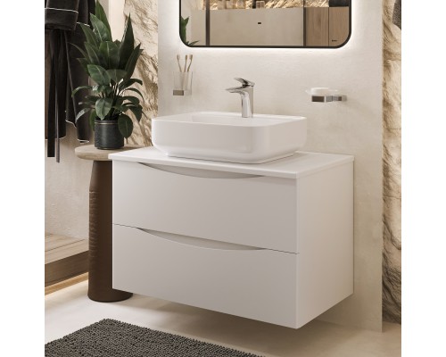 Тумба с раковиной BOND Cube 80 подвесная, белая матовая, с раковиной Cube S13-500