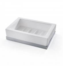 3SC Mood Deluxe White Мыльница настольная,  композит Solid Surface, цвет: белый матовый/хром . MDW01ASL