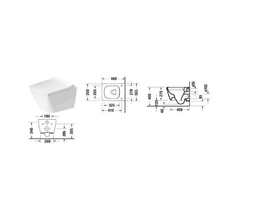 Duravit Viu Унитаз подвесной безободковый 37х48см, цвет: белый. 2573090000