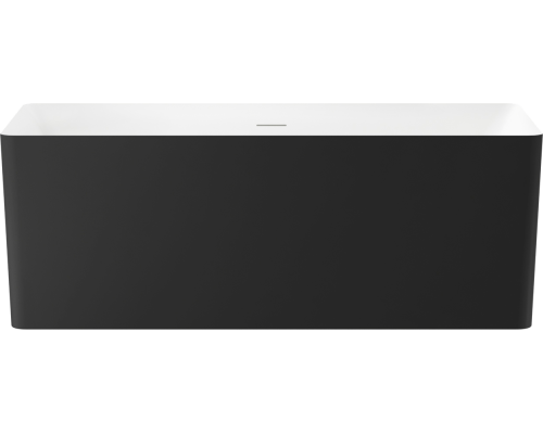 Акриловая ванна Wellsee Pure BY Wellsee 165x75 см, отдельностоящая, матовая черная, глянцевая белая, на ножках, с донным клапаном