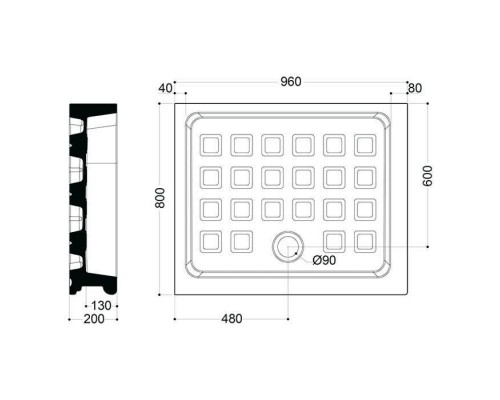 Kerasan Retro поддон прямоугольный 80х96см DX, диаметр слива 9см, цвет: белый. 133601