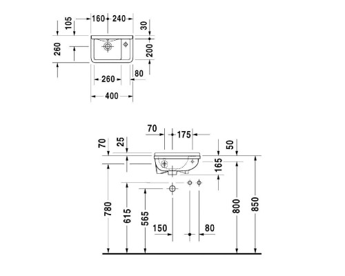 Duravit Starck 3 Раковина 40x26 см, 1 отв., с переливом, цвет: белый. 0751400000