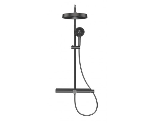 AQM8010B Душевая система со смесит. (верхн. душ 300мм, ручн. душ 3 режима, излив), черный AQM8010B