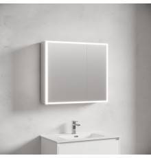 Зеркальный шкаф из алюминия для ванной комнаты Sancos Evoke 800x700х136 мм с LED подсветкой SC8080