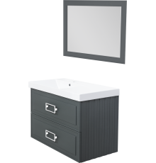 Мебель для ванной комнаты La Fenice Cubo Twin 90 L серая, ручки белые